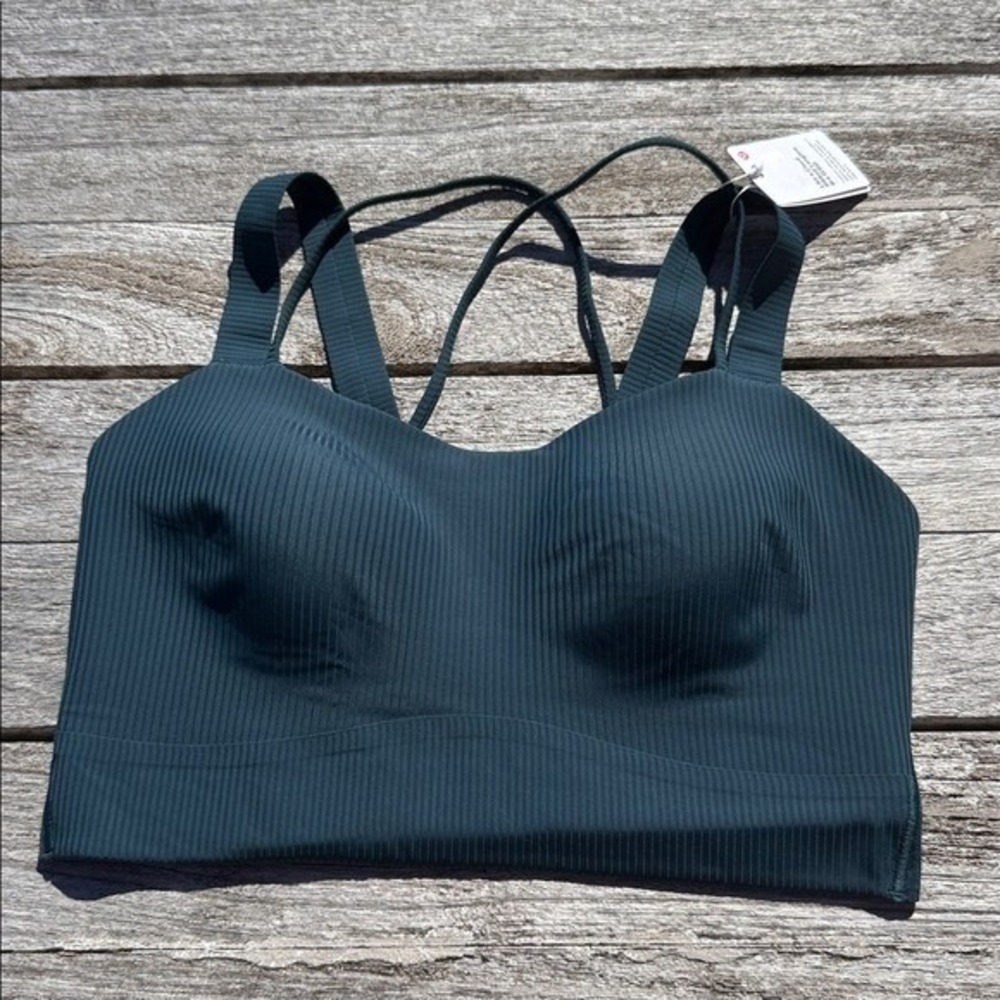 Lululemon‎ Like a Cloud Ribbed Longline Bra D/DD Cup Indochine Blue size 8 NWT